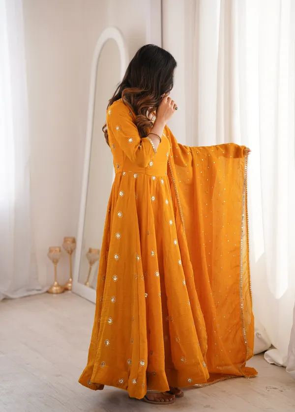 Orange_Embellished_Anarkali_Suit_Set_For_Women