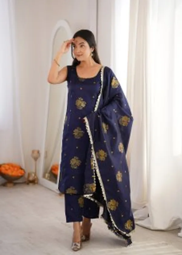 Navy_Blue_Printed_Straight_Kurta_Set_For_Women