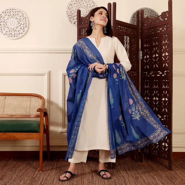 Blue_Cream_Printed_Kurta_Set_For_Women