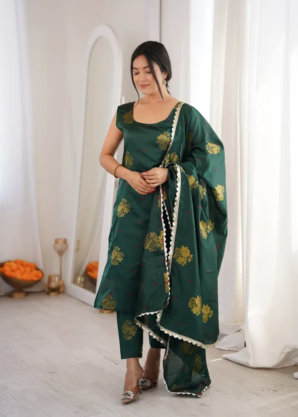 Green_Floral_Print_Ethnic_Suit_Set_For_Women