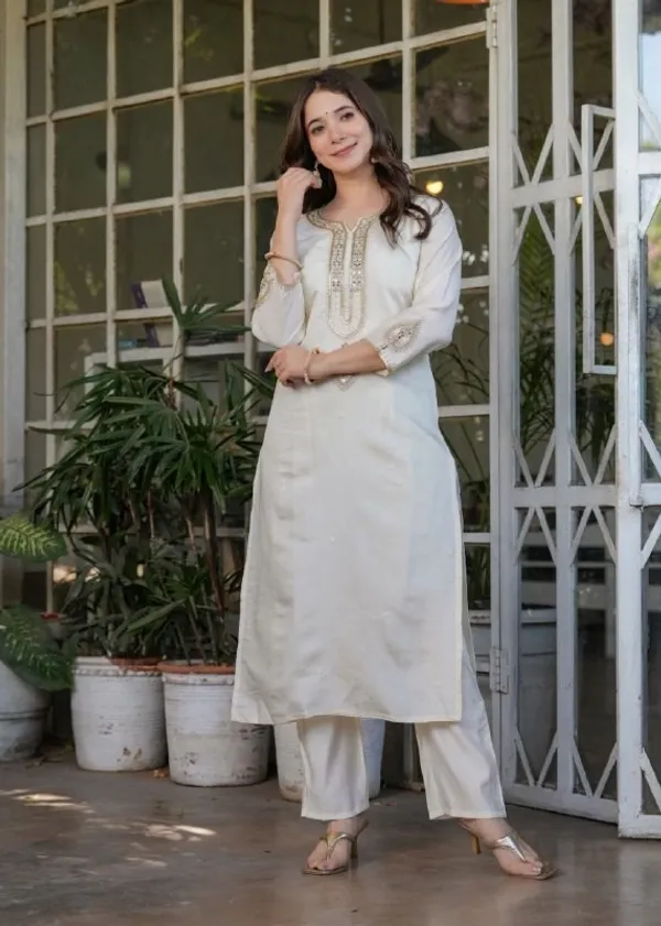 White_Embroidered_Straight_Kurta_Set_For_Women