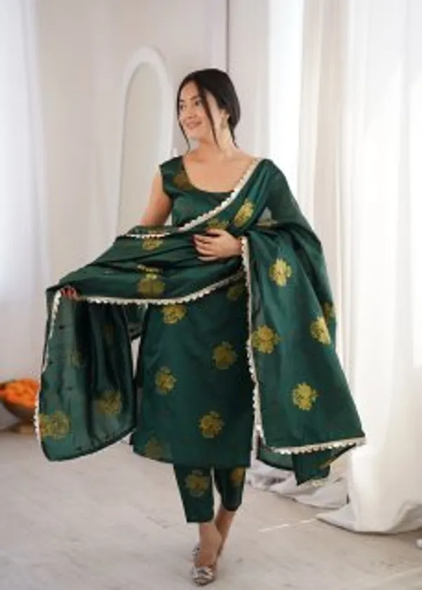 Green_Floral_Print_Ethnic_Suit_Set_For_Women