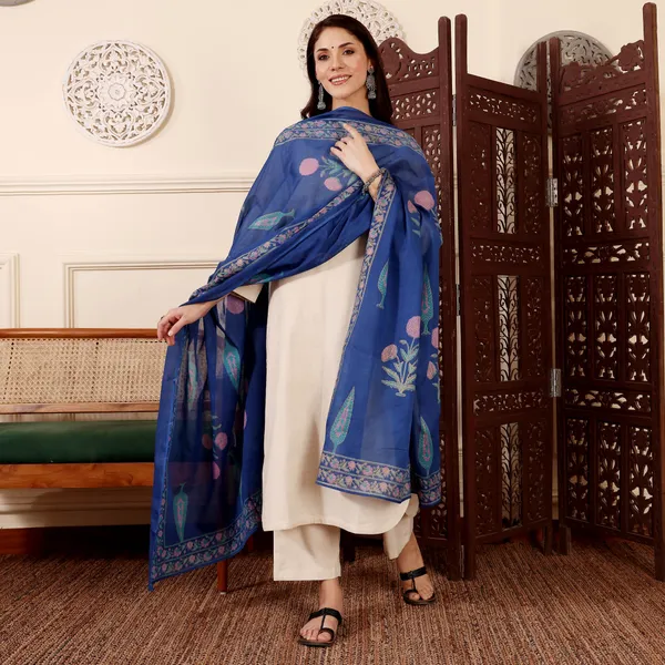 Blue_Cream_Printed_Kurta_Set_For_Women
