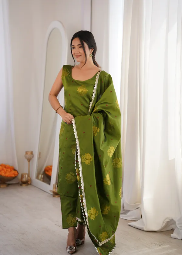 Green_Floral_Print_Kurta_Set_For_Women