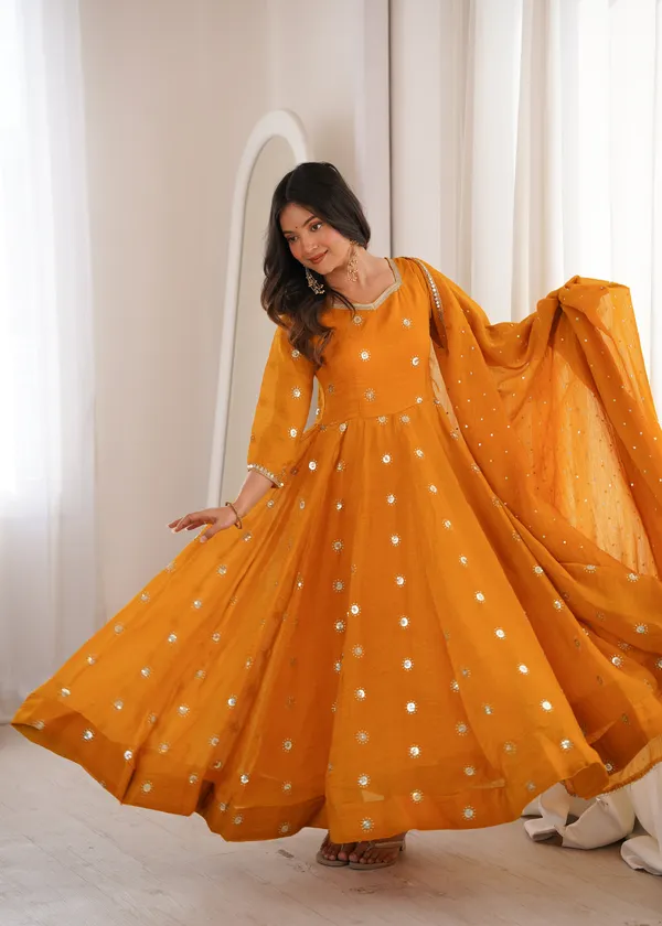 Orange_Embellished_Anarkali_Suit_Set_For_Women