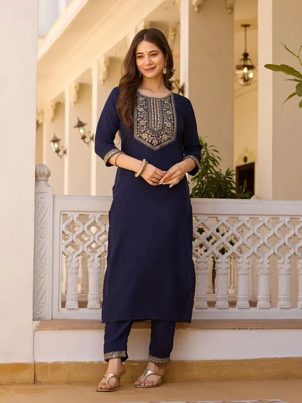 Navy_Blue_Embroidered_Straight_Kurta_Set_For_Women