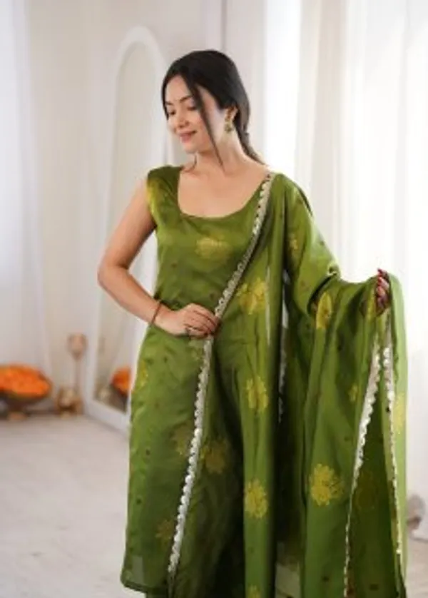 Green_Floral_Print_Kurta_Set_For_Women