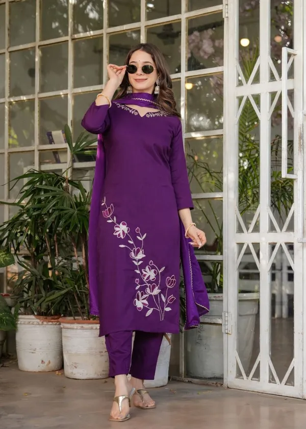 Purple_Embroidered_Straight_Kurta_Set_For_Women