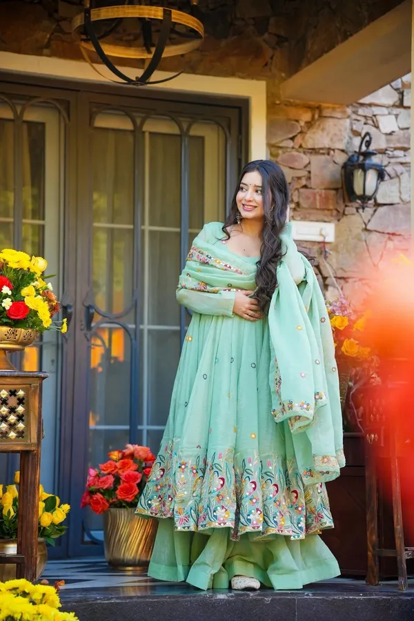 Mint_Green_Embroidered_Anarkali_Suit_Set_For_Women