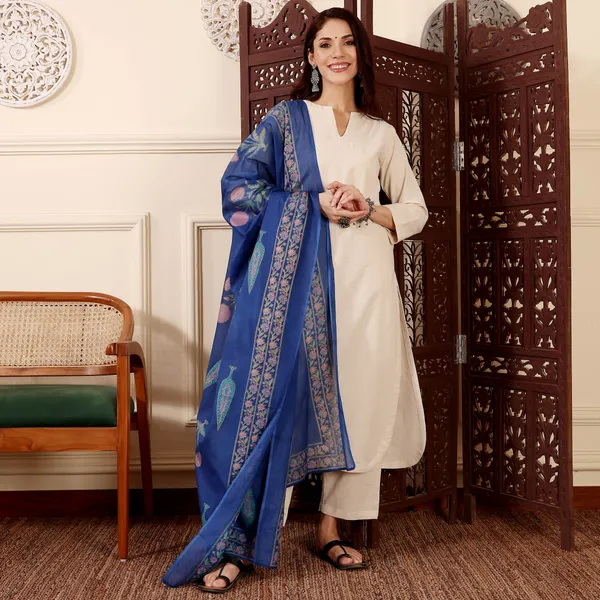Blue_Cream_Printed_Kurta_Set_For_Women