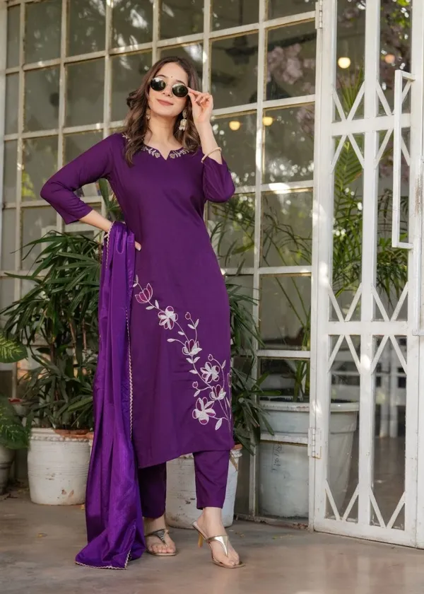 Purple_Embroidered_Straight_Kurta_Set_For_Women