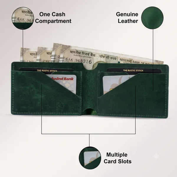 Green_Signature_Genuine_Leather_Bi_Fold_Wallet_For_Men