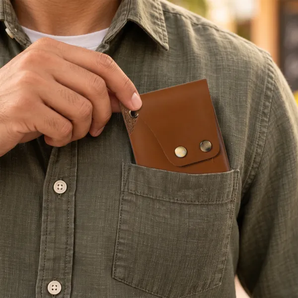Brown_Snap_Slim_2.0_Genuine_Leather_Wallet_With_Biker's_Chain_For_Men