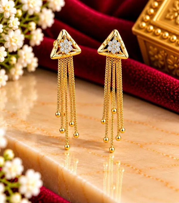 Gold-Tone_Triangle_Chain_Drop_Earrings_for_Women
