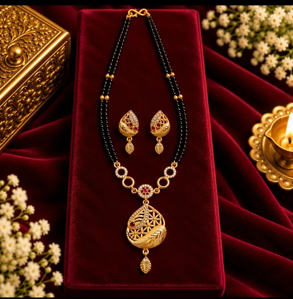 Gold_Tone_Beaded_Mangalsutra_Necklace_Set_For_Women