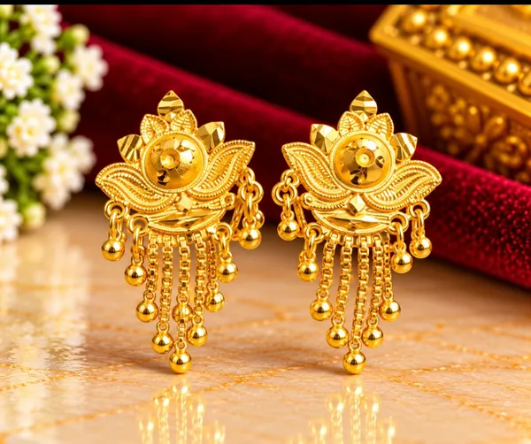 Gold_Tone_Floral_Drop_Earrings_for_Women