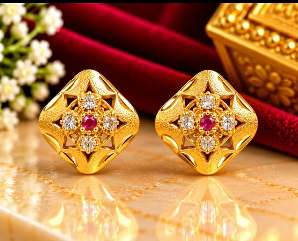 Gold_Tone_Floral_Stud_Earrings_for_Women