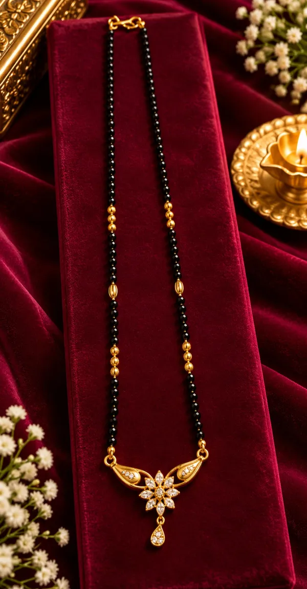 Gold-Tone_Floral_Black_Bead_Mangalsutra_For_Women