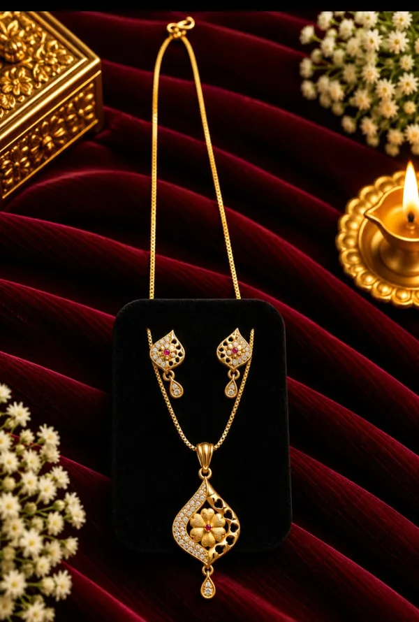 Gold_Tone_Stone_Embellished_Necklace_And_Earrings_Set