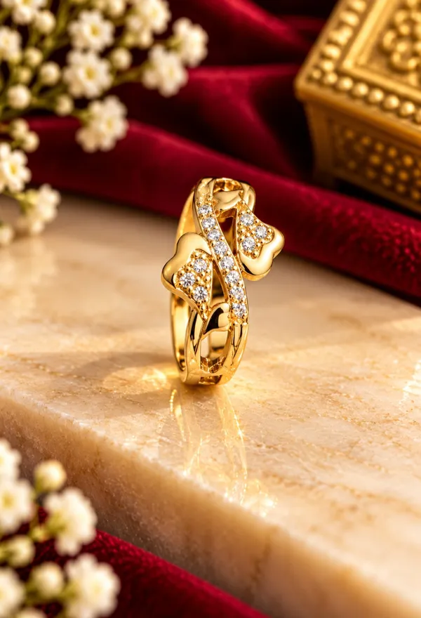 Gold_Tone_Heart_Motif_Crystal_Ring_for_Women