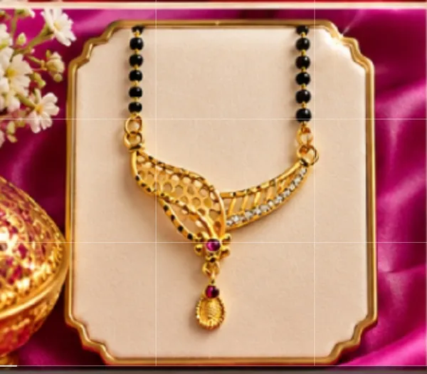 Gold_Tone_Black_Bead_Mangalsutra_Necklace_Set_For_Women