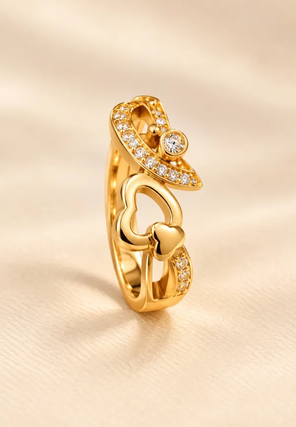 Gold_Tone_Heart_Motif_Crystal_Ring_for_Women