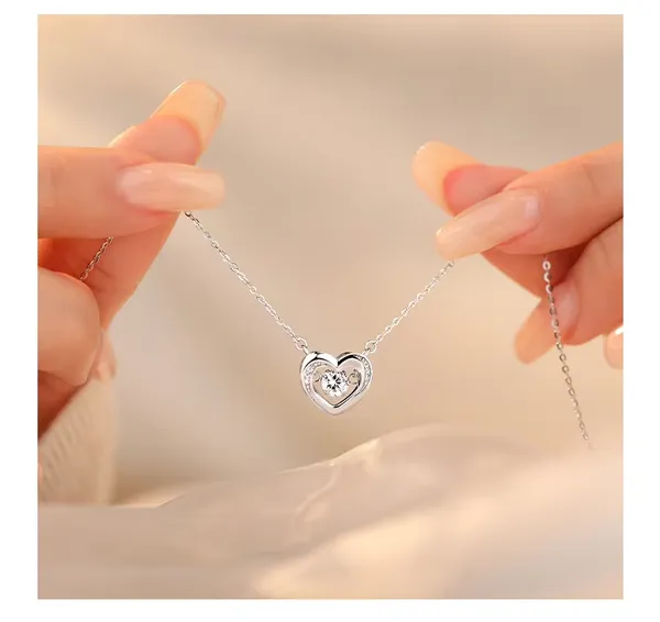 Silver_Tone_Layered_Heart_Stone_Pendant_Necklace_For_Women
