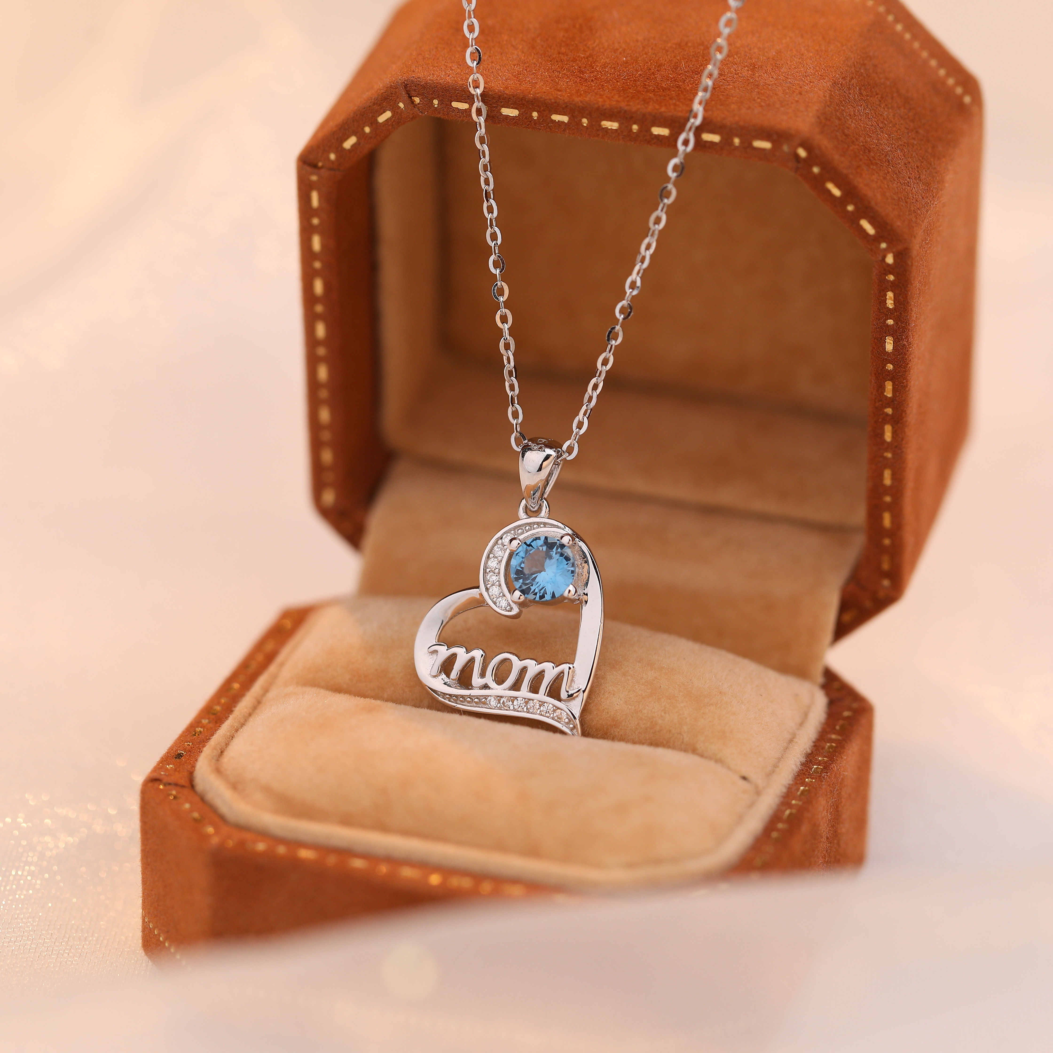 Silver_S925_Heart_Mom_Blue_Stone_Pendant_Necklace_For_Women