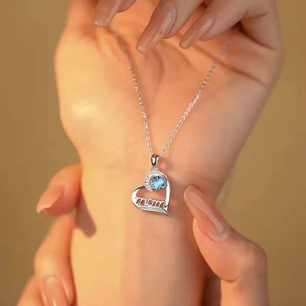 Silver_S925_Heart_Mom_Blue_Stone_Pendant_Necklace_For_Women