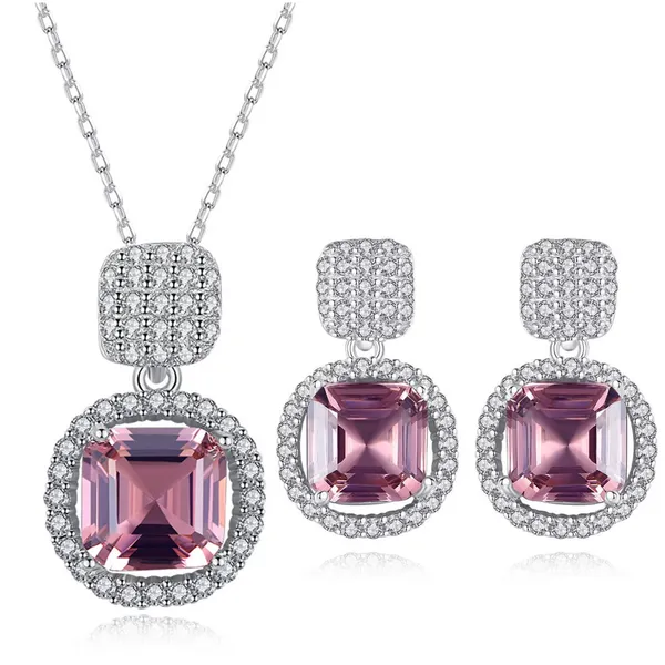 Silver_Tone_Pink_Stone_Necklace_And_Earrings_Set_For_Women