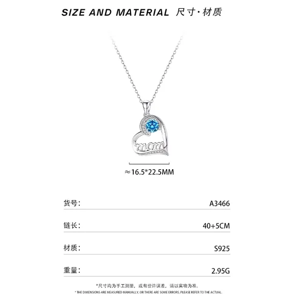 Silver_S925_Heart_Mom_Blue_Stone_Pendant_Necklace_For_Women
