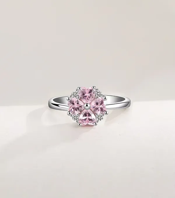 Silver_Tone_Pink_Floral_Cluster_Ring_For_Women