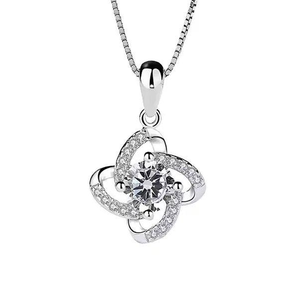 Silver_S925_Zircon_Interlocking_Loop_Pendant_Necklace_For_Women