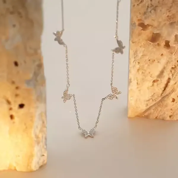 Silver_Butterfly_Motif_Chain_Pendant_Necklace_For_Women