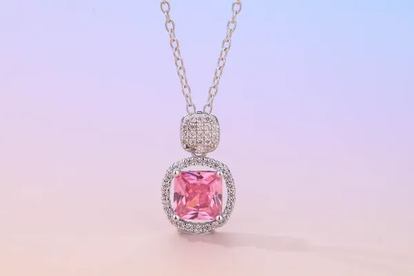 Silver_Tone_Pink_Stone_Necklace_And_Earrings_Set_For_Women