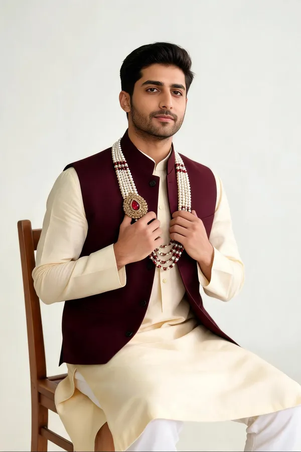 White_Pearl_Layered_With_Red_Beads_Mala_For_Groom