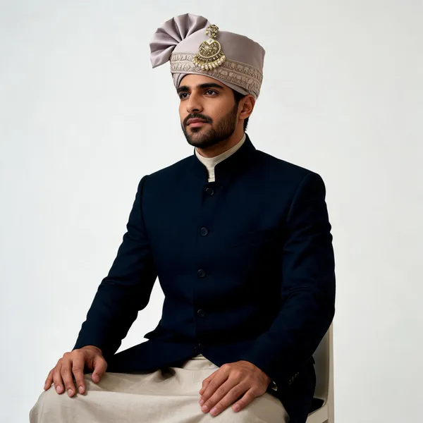 Levender_Silk_Embroidered_Hand_Tied_Safa_Set_For_Groom