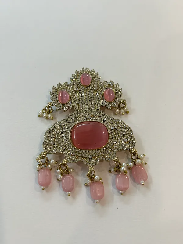 Pink_Stone_Gold_Tone_Bridal_Jewellery_Brooch