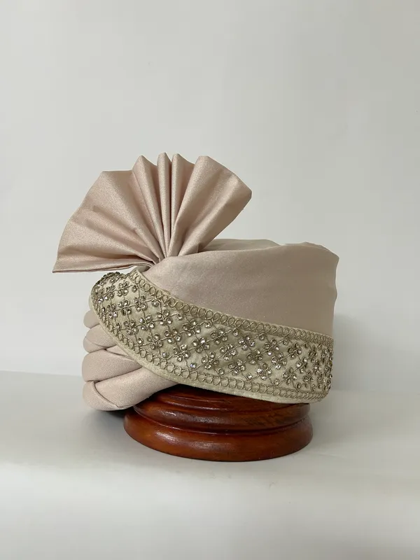 rose_gold_Fabric_Embellished_Turban_for_Men