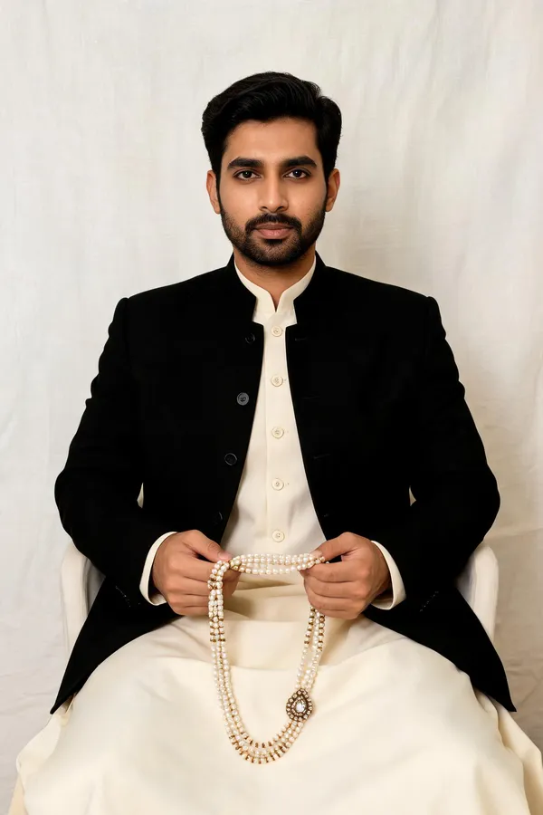 White_Pearl_3_Layered_Necklace_For_Groom