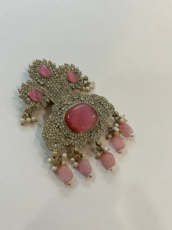 Pink_Stone_Gold_Tone_Bridal_Jewellery_Brooch