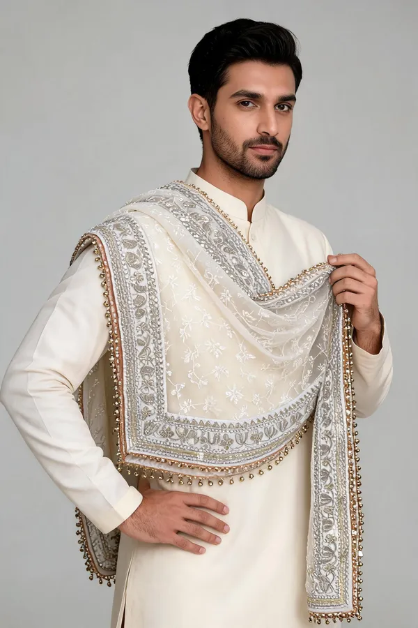 Off-White_Embroidered_Net_Dupatta_For_Groom