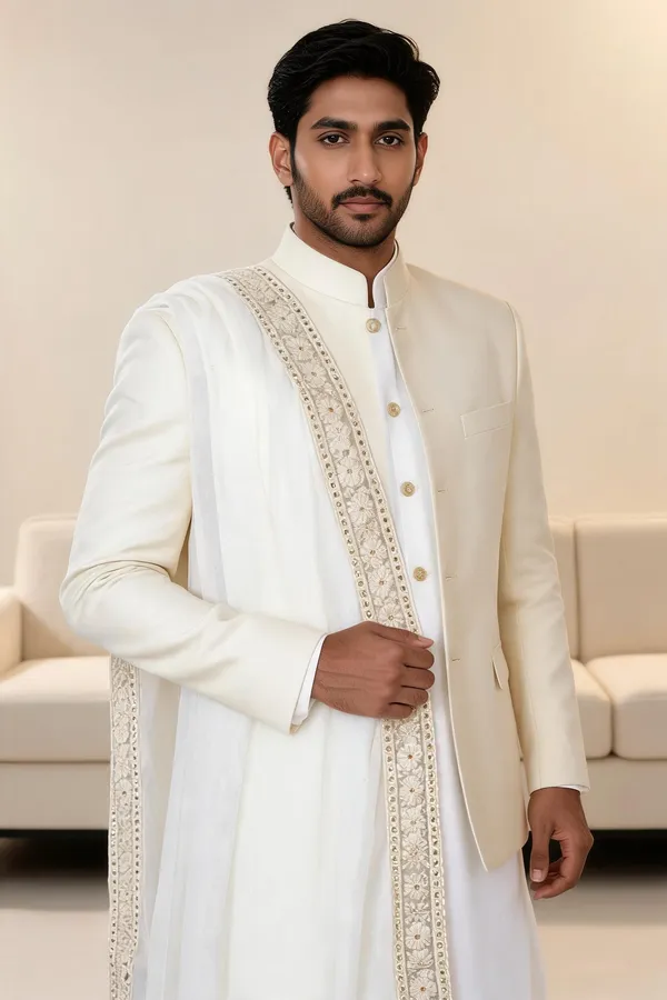White_Floral_Embroidered_Border_Chanderi_Dupatta_For_Groom