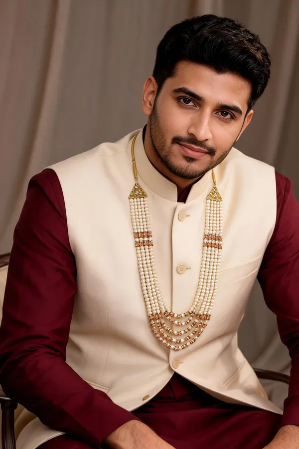 White_Pearl_Layered_Necklace_For_Groom