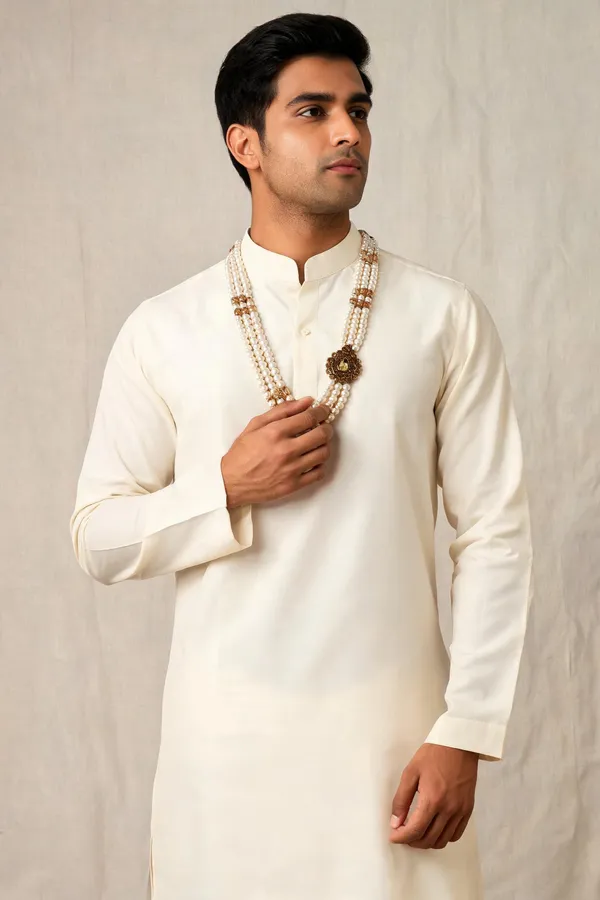 White_Pearl_Layered_Necklace_For_Men