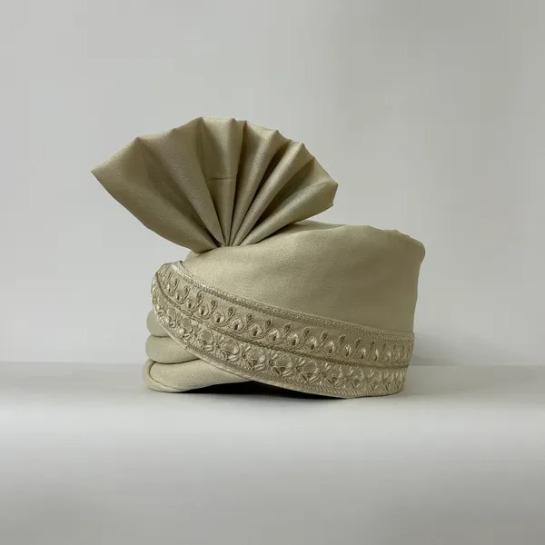 Cream_Fabric_Embroidered_Turban_for_Men