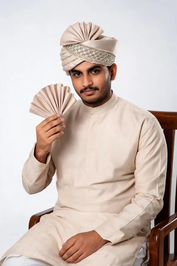 Rose_Gold_Fabric_Embellished_Turban_For_Men