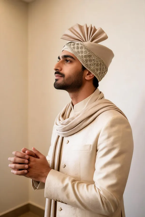 Rose_Gold_Fabric_Embellished_Turban_For_Men