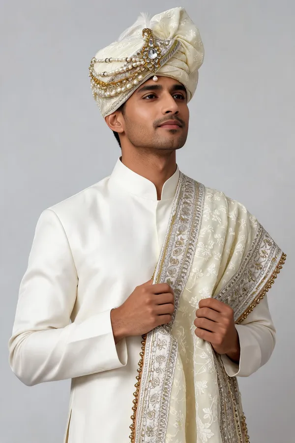 Ivory_Net_Embroidered_Groom_Safa