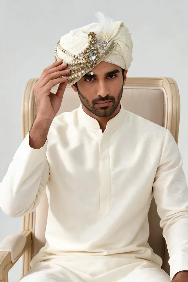 Ivory_Net_Embroidered_Groom_Safa